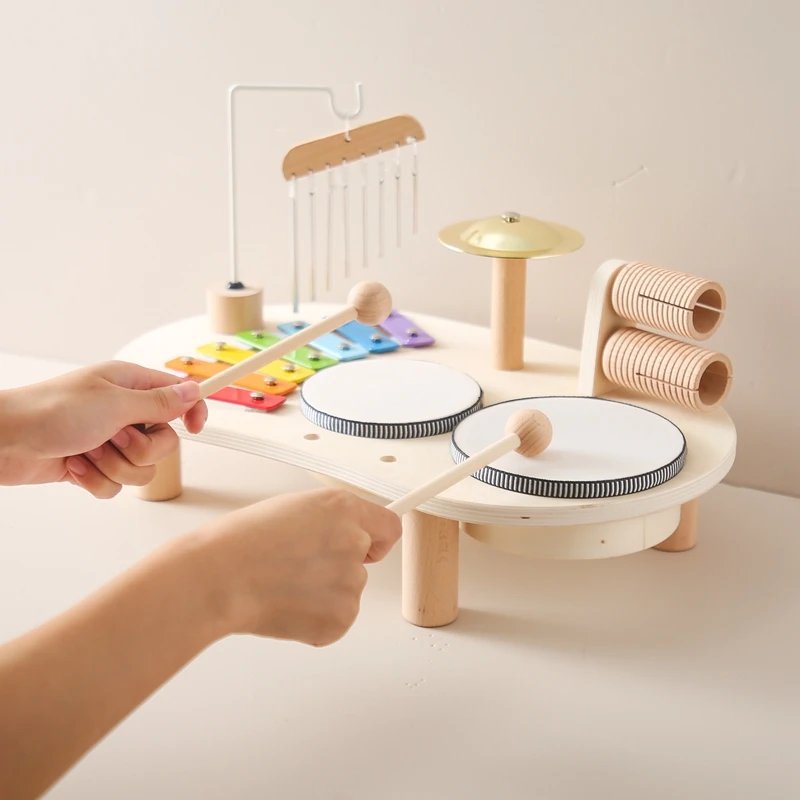 Baby Toy Musical Instrument Wooden Baby Learning Educational Toys Children's Multifunctional Music Knocking Table  Baby Gift Set