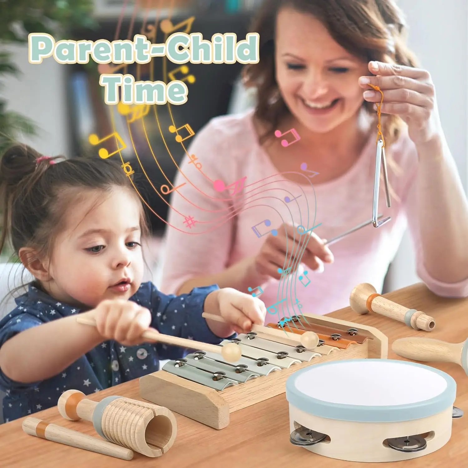 Baby Musical Instruments Montessori Wooden Toys,Percussion Xylophone Set for Toddlers,Preschool Educational Gifts