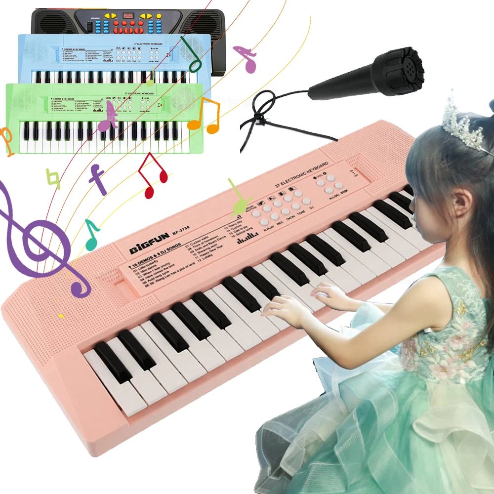 37 Keys Kids Electronic Piano Organ keyboard with Microphone Education Toys Musical Instrument Children Boy Girl Gifts