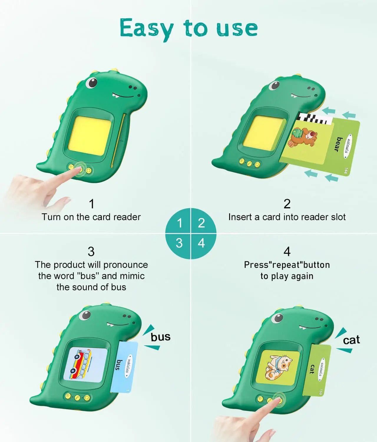 Talking Flash Cards Early Educational Baby Boys Girls Preschool Learning Reading Machine Interactive Gift Arabic Russian Italian