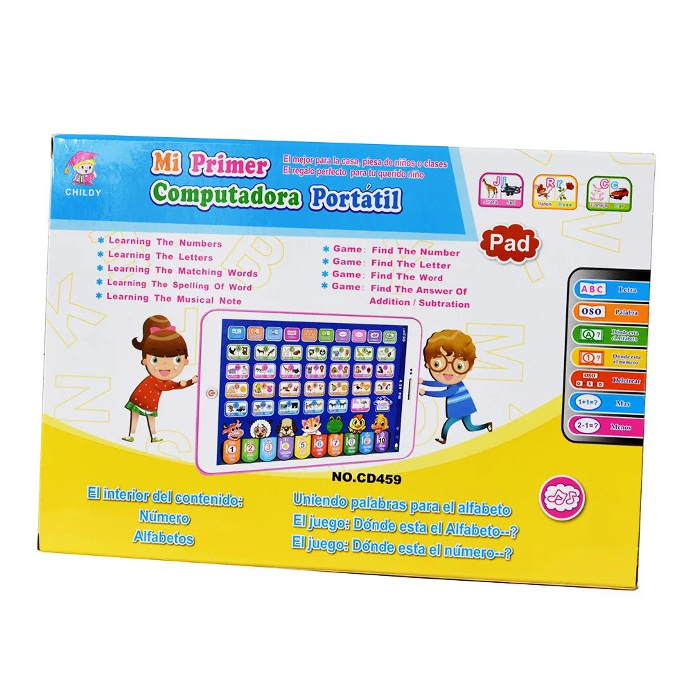 Spanish Alphabet Child Tablet Point Read Touch Enable Laptop Compluter Educational Toys Play Mobel Details for Children's Gifts