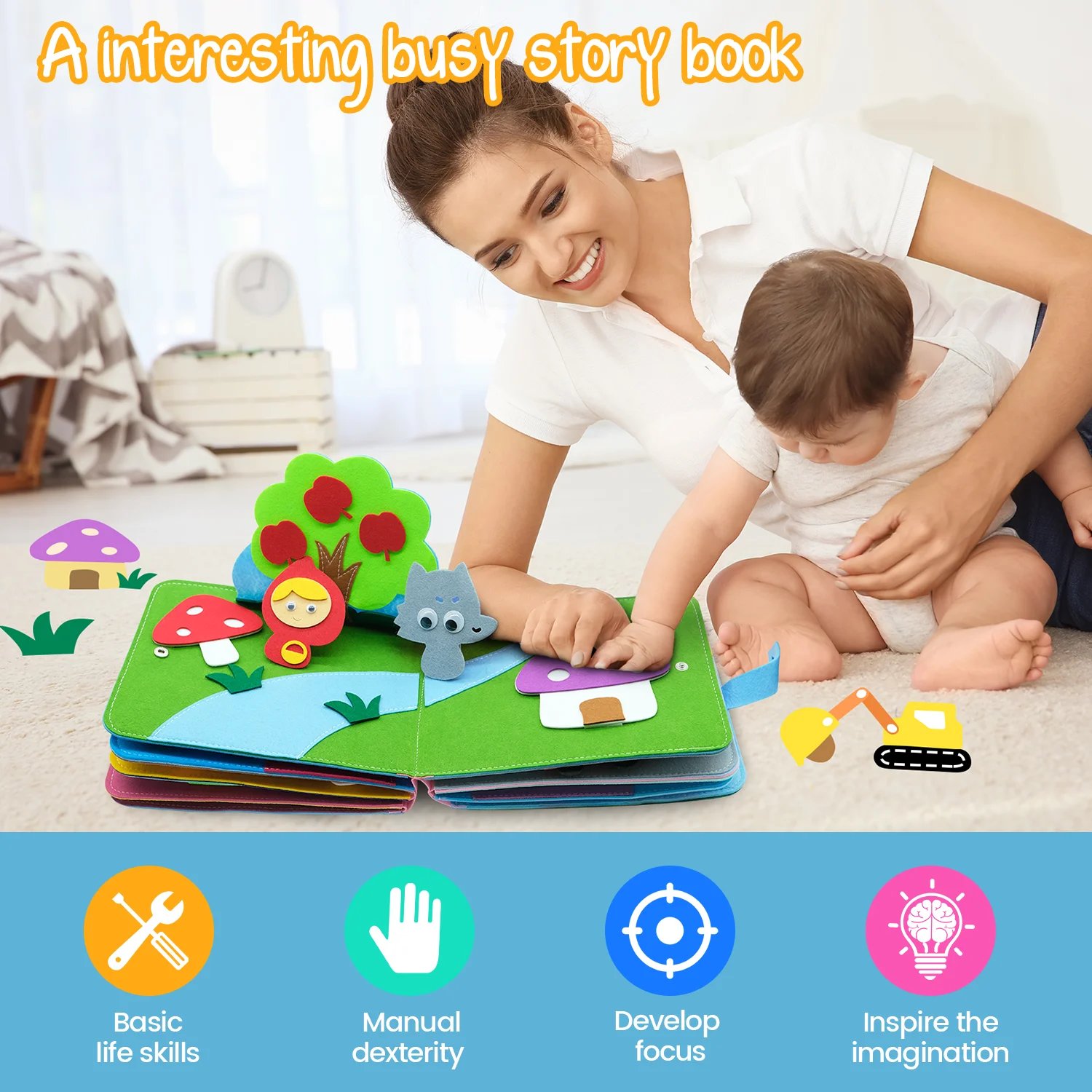 Toddlers Montessori Toys Busy Board Farm Animal Scene Storytelling Activity Toy Quiet Book Felt Activity Educational Sensory Toy
