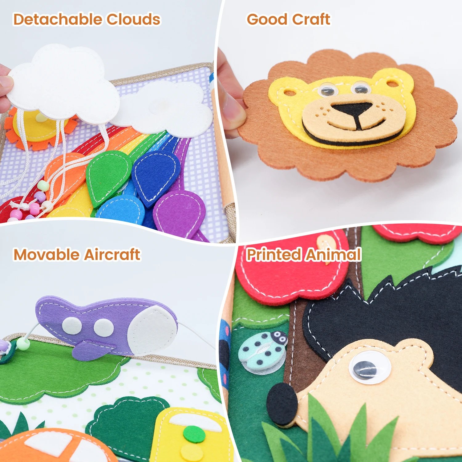 Toddlers Montessori Toys Busy Board Farm Animal Scene Storytelling Activity Toy Quiet Book Felt Activity Educational Sensory Toy