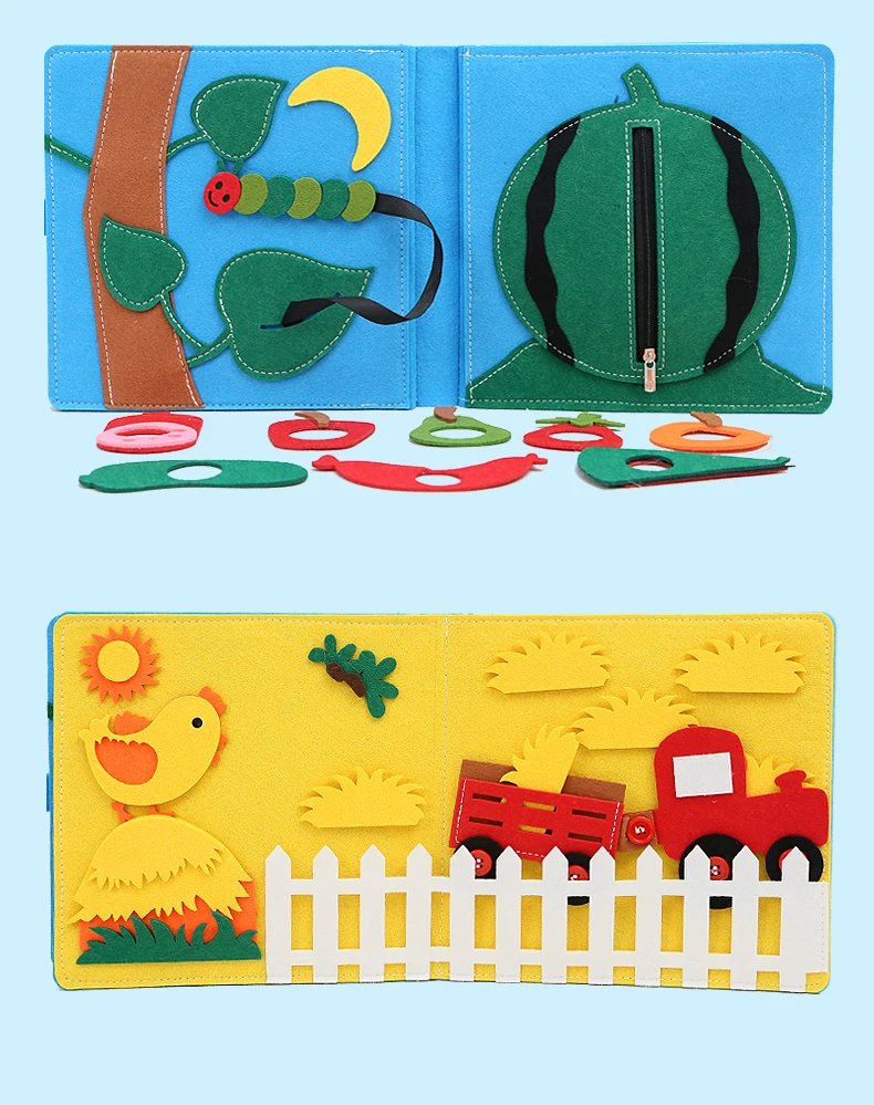 Toddlers Montessori Toys Busy Board Farm Animal Scene Storytelling Activity Toy Quiet Book Felt Activity Educational Sensory Toy