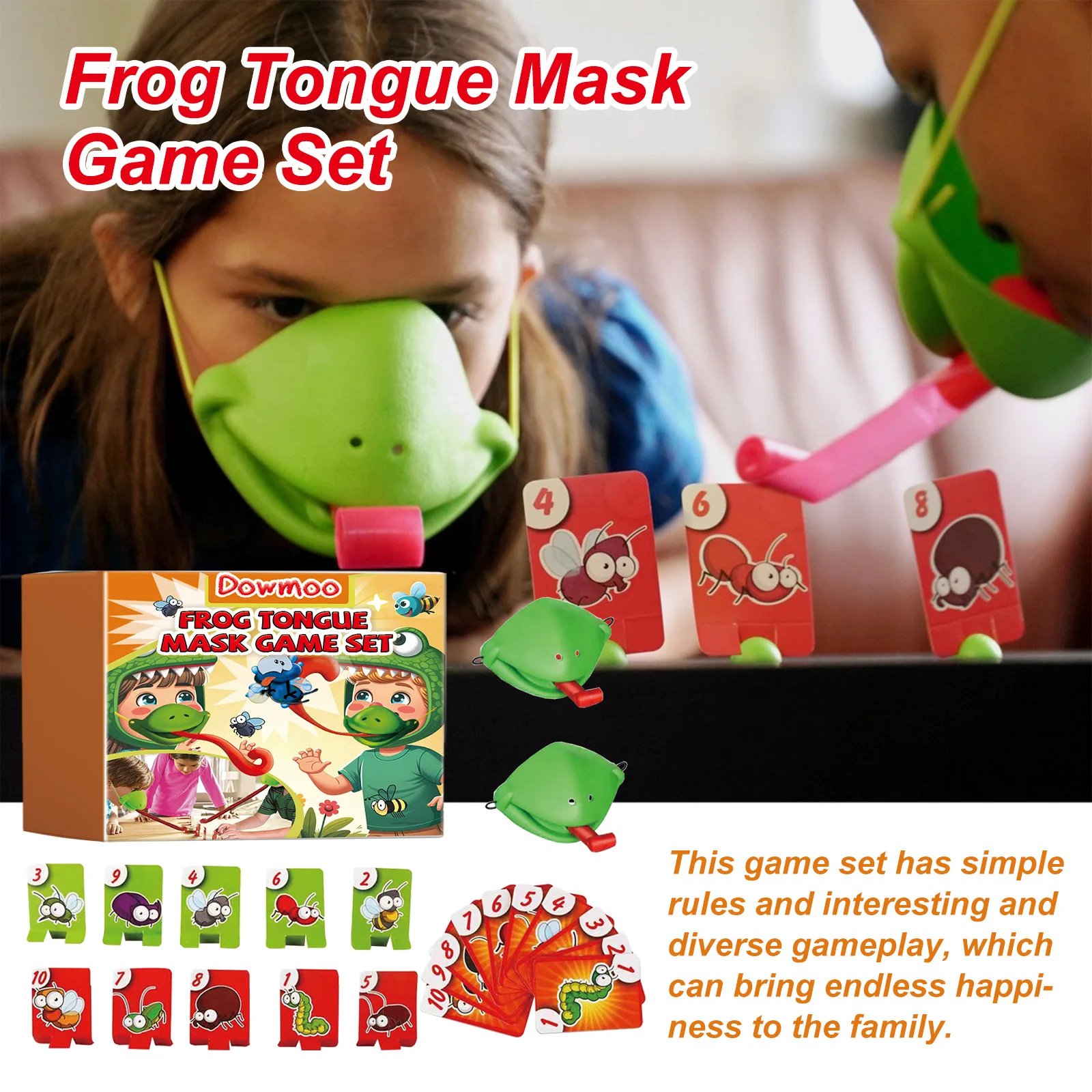 Tic Tac Tongue Competitive party board game Frog Tongue Mask desktop Game Set for parent-child interaction birthday gift for kid Tic Tac Tongue Competitive party board game Frog Tongue Mask desktop Game Set for parent-child interaction birthday gift for kid