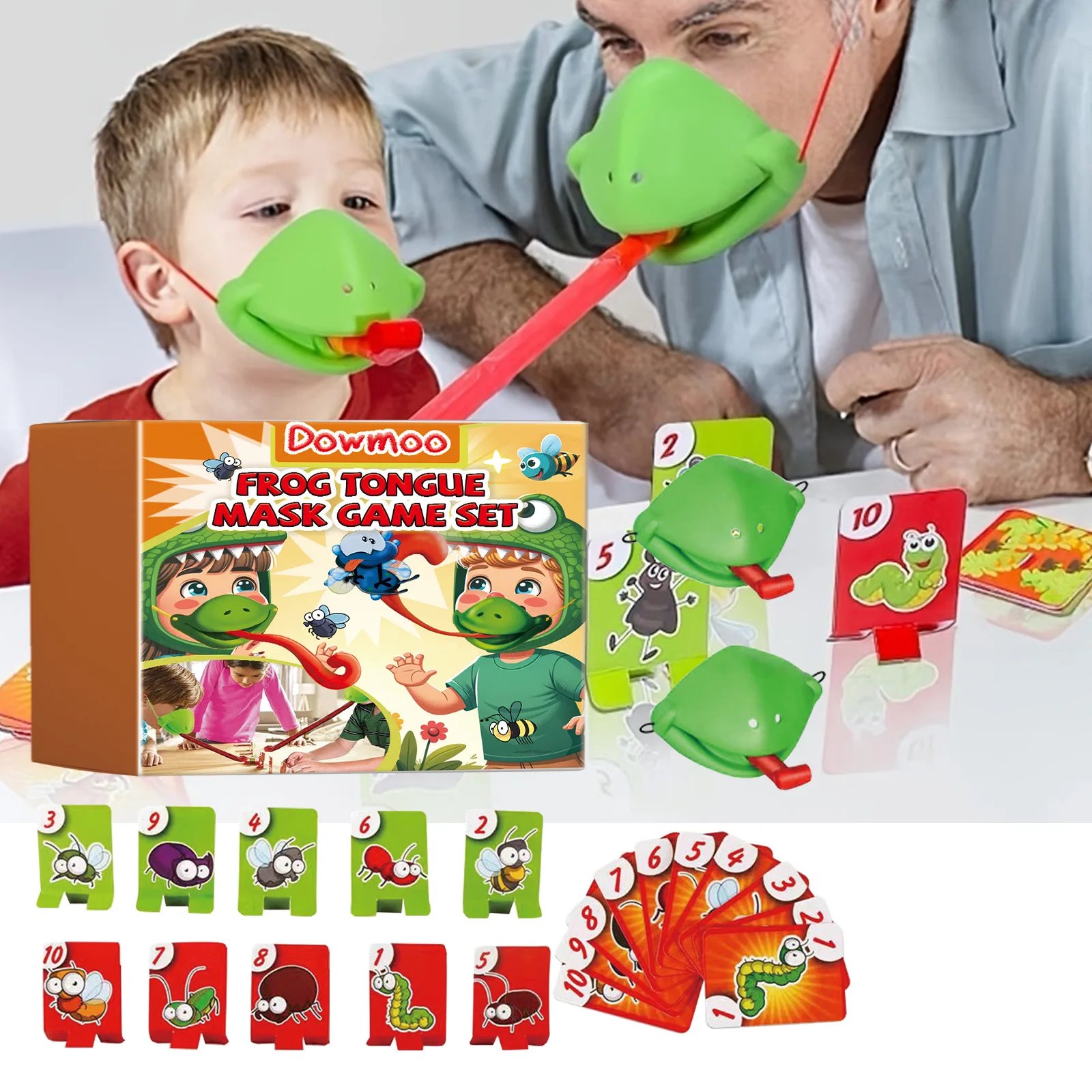 Tic Tac Tongue Competitive party board game Frog Tongue Mask desktop Game Set for parent-child interaction birthday gift for kid Tic Tac Tongue Competitive party board game Frog Tongue Mask desktop Game Set for parent-child interaction birthday gift for kid