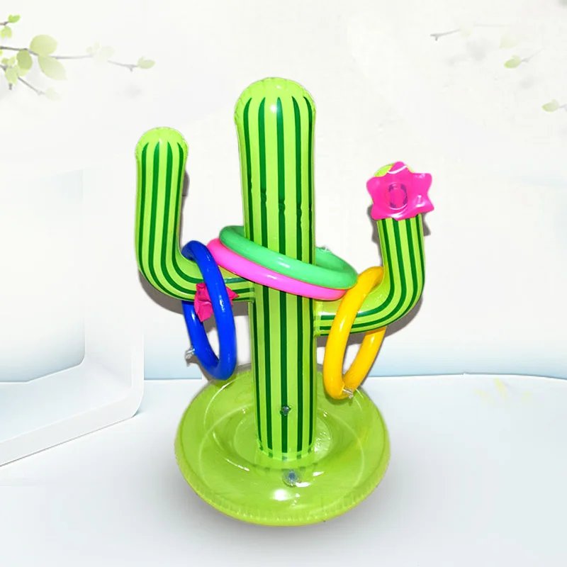 Inflatable Cactus Ring Toss Game Toy Set for Summer Beach Luau Party Decoration Hawaiian Pool Games Cactus