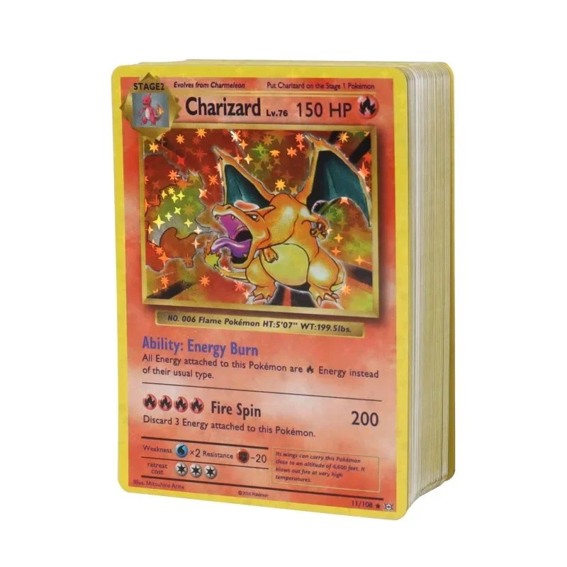 English Pokemon Card 1996 Year Shining Charizard Pikachu Mewtwo trade Card Kids Pokemon Toy
