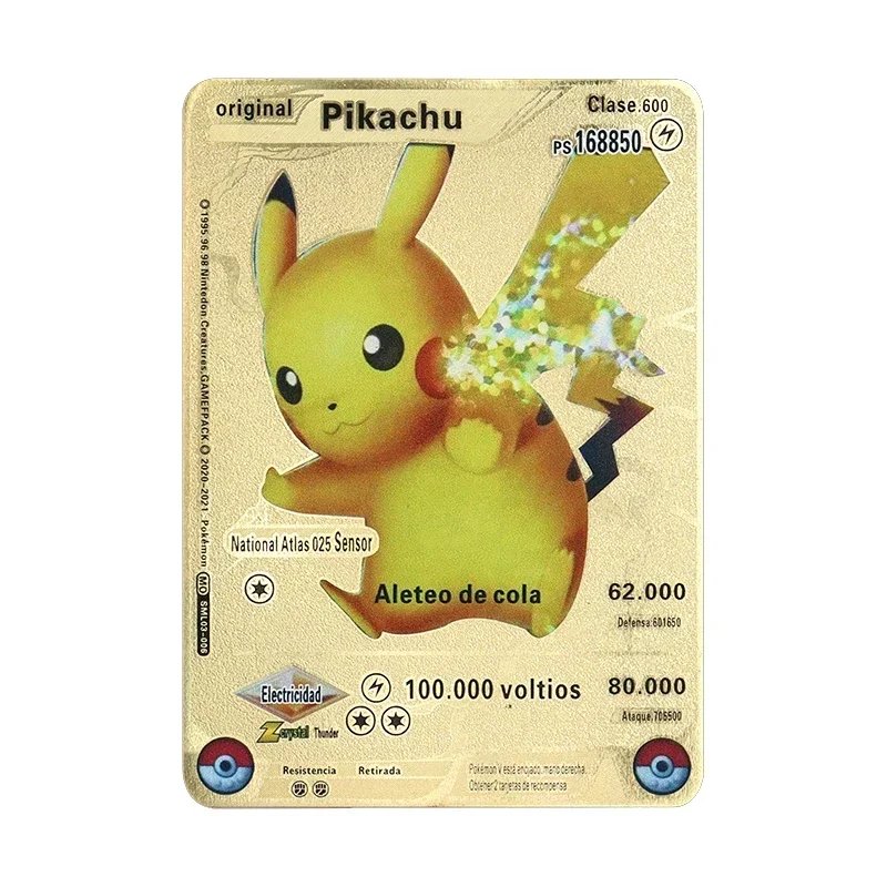 Pokemon 183200 Points High Mach Pikachu Charizard Mewtwo Gold Black English French Metal Card Vmax Mega GX Game Collection Card