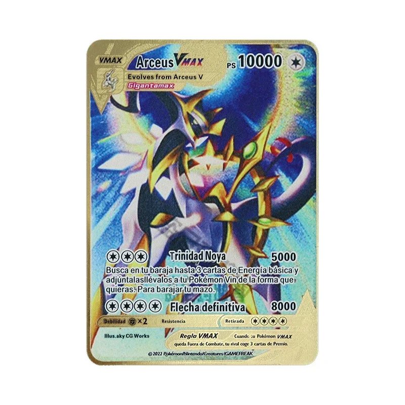 Pokemon 183200 Points High Mach Pikachu Charizard Mewtwo Gold Black English French Metal Card Vmax Mega GX Game Collection Card