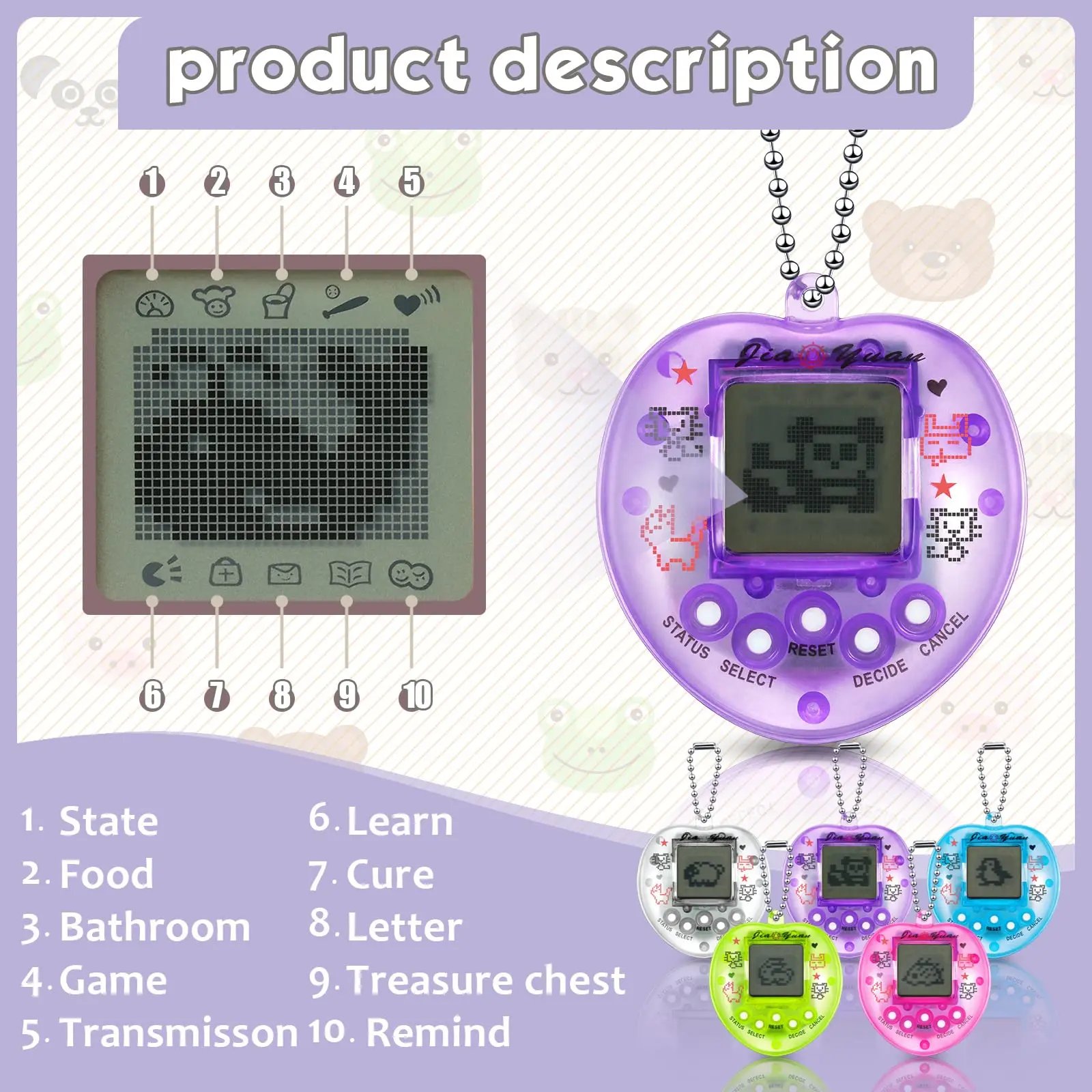 Kids Electronic Pets Game Tamagotchi Handheld Game Console Toy in Russian Original German Spanish Polish Virtual Digital Pet Toy