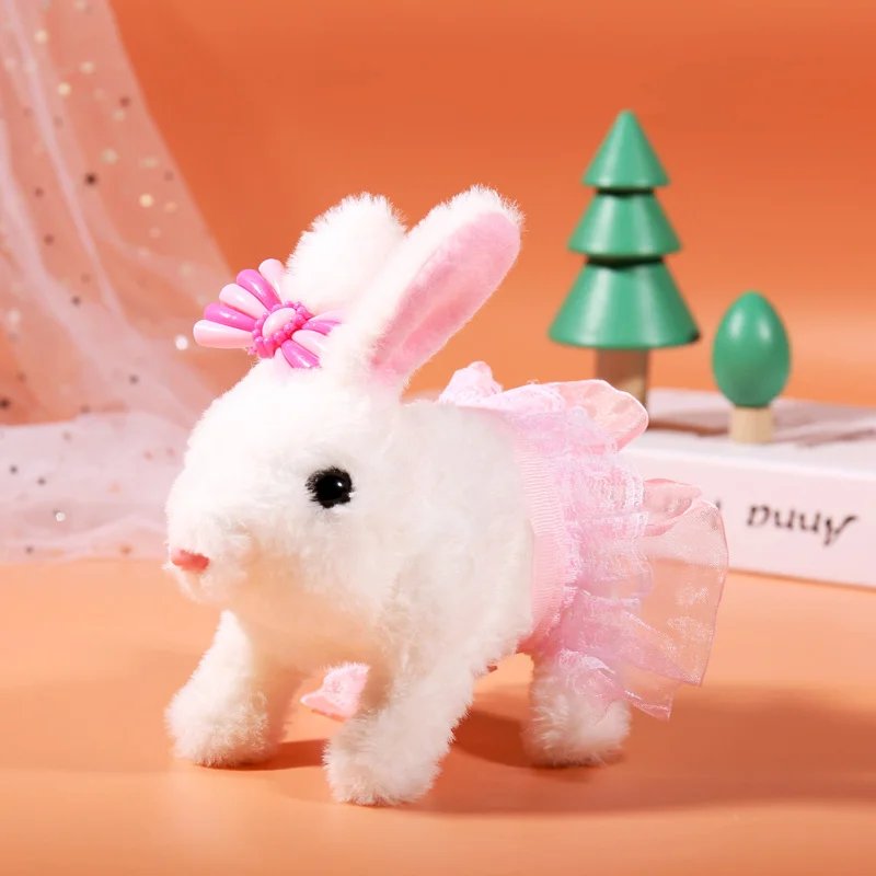 Children Plush Cute Rabbit Kids Electronic Pet With Sound Animal DIY Change Clothes Game Walking Moving Pet Toys For 3 Years
