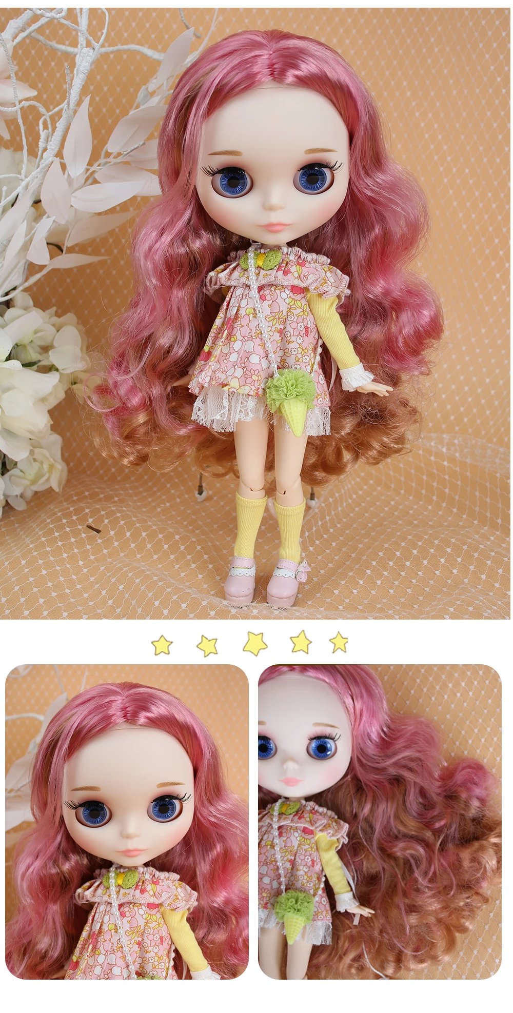 ICY DBS Blyth Doll Joint Body 30CM BJD Toy White Shiny Face and frosted Face with Extra Hands AB and Panel 1/6 DIY Fashion Doll