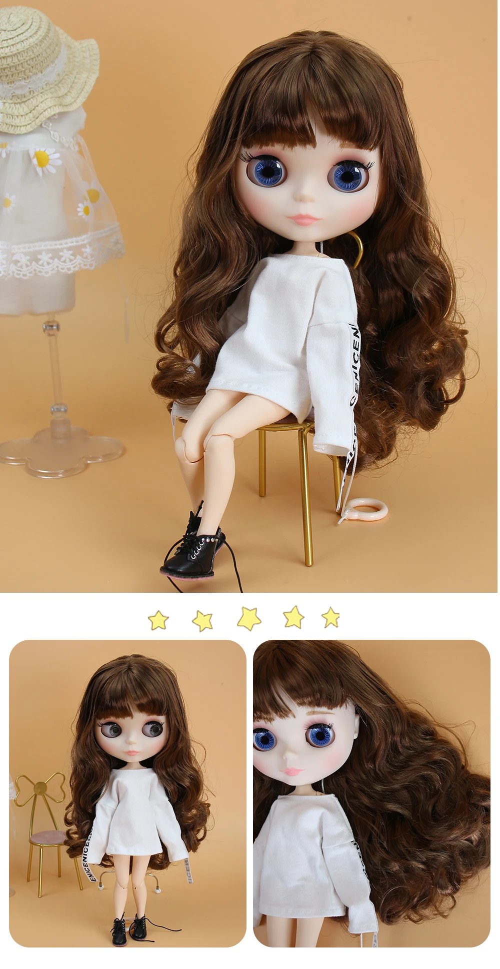 ICY DBS Blyth Doll Joint Body 30CM BJD Toy White Shiny Face and frosted Face with Extra Hands AB and Panel 1/6 DIY Fashion Doll