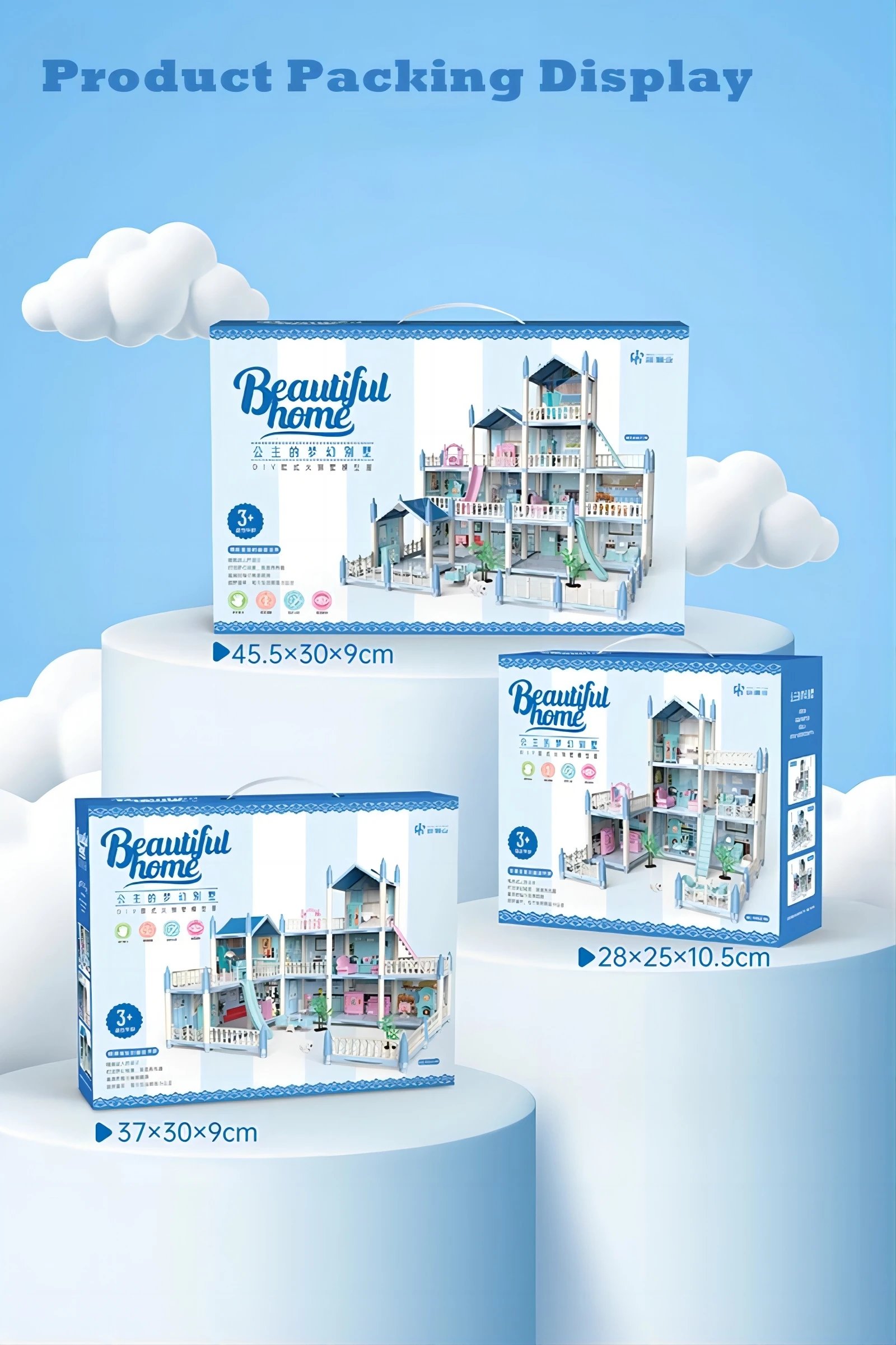 Children's Music Doll House Assembly Villa House 3D DIY Dream Princess Castle Villa Assembly Doll House Set Toy Girl Family Toy