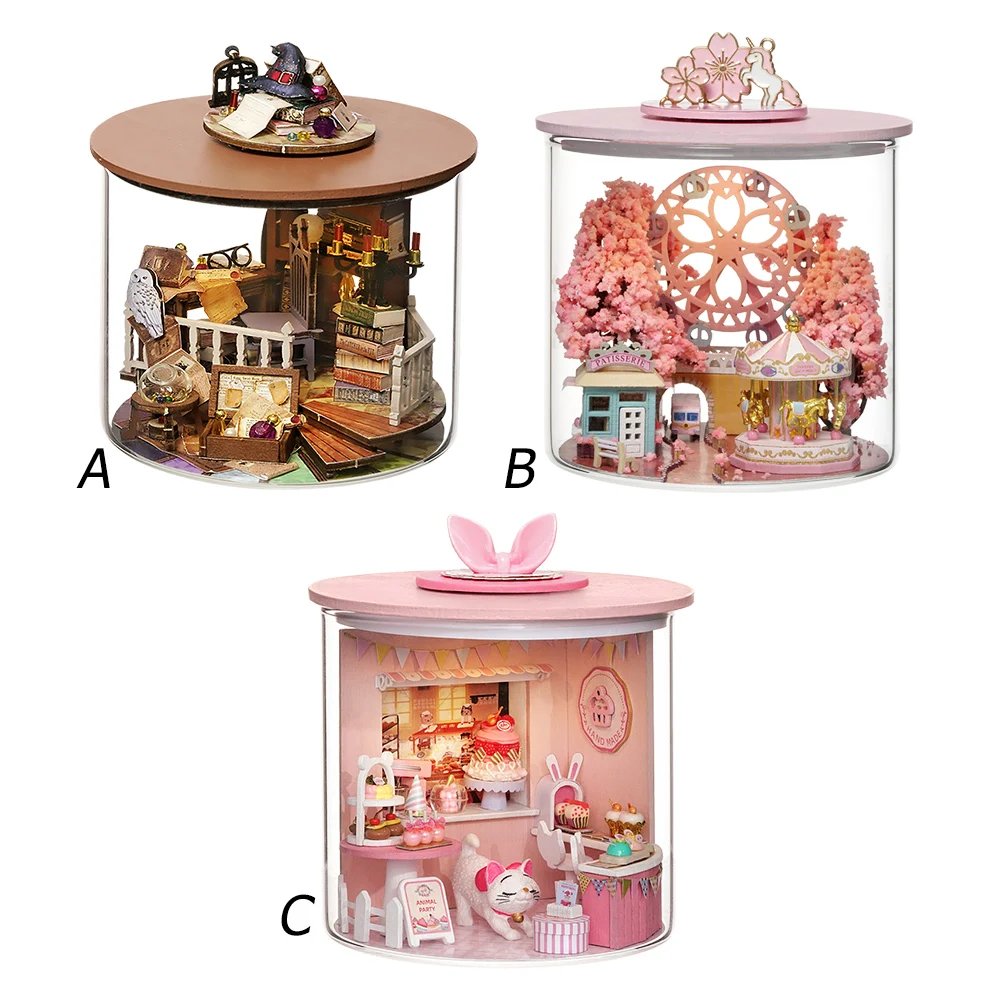 3D Wooden Doll Houses Diorama Toys DIY Wooden Miniatures House Puzzle Model Handmade Dollhouse with Furnitures Kit Birthday Gift