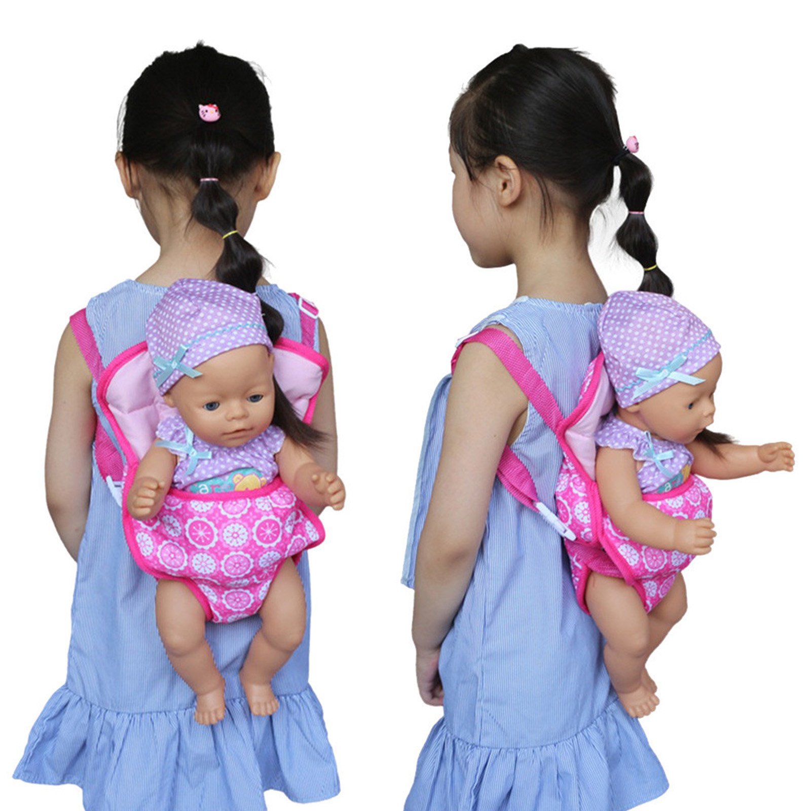 Dolls Out Going Carry Bag Sleeping Bag Doll Accessory for 43cm Baby New Born Doll Fits 15 To 18 Inch Doll Backpack Bag