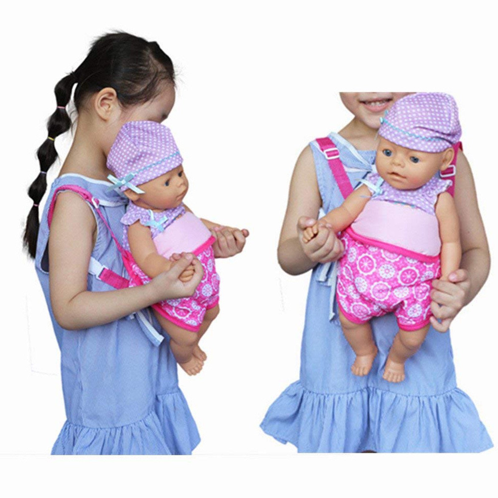 Dolls Out Going Carry Bag Sleeping Bag Doll Accessory for 43cm Baby New Born Doll Fits 15 To 18 Inch Doll Backpack Bag