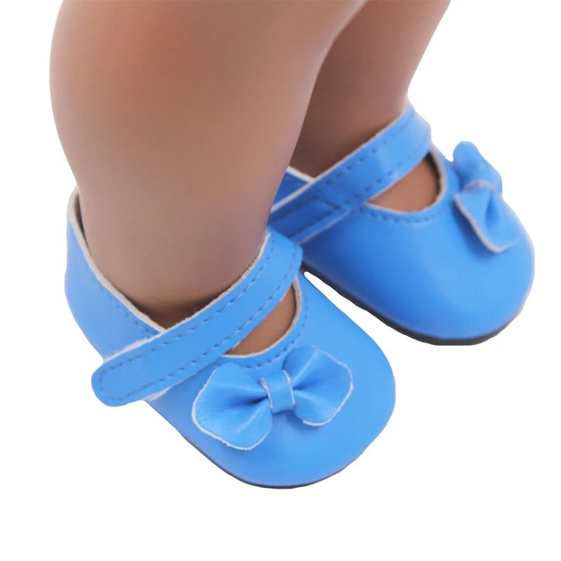 Hot Sale 7cm Bow-knot Doll Shoes For 18Inch American Dolls Pu Leather  Shoes Fit 43cm New Baby 1/3 BJD DIY Dolls Gift