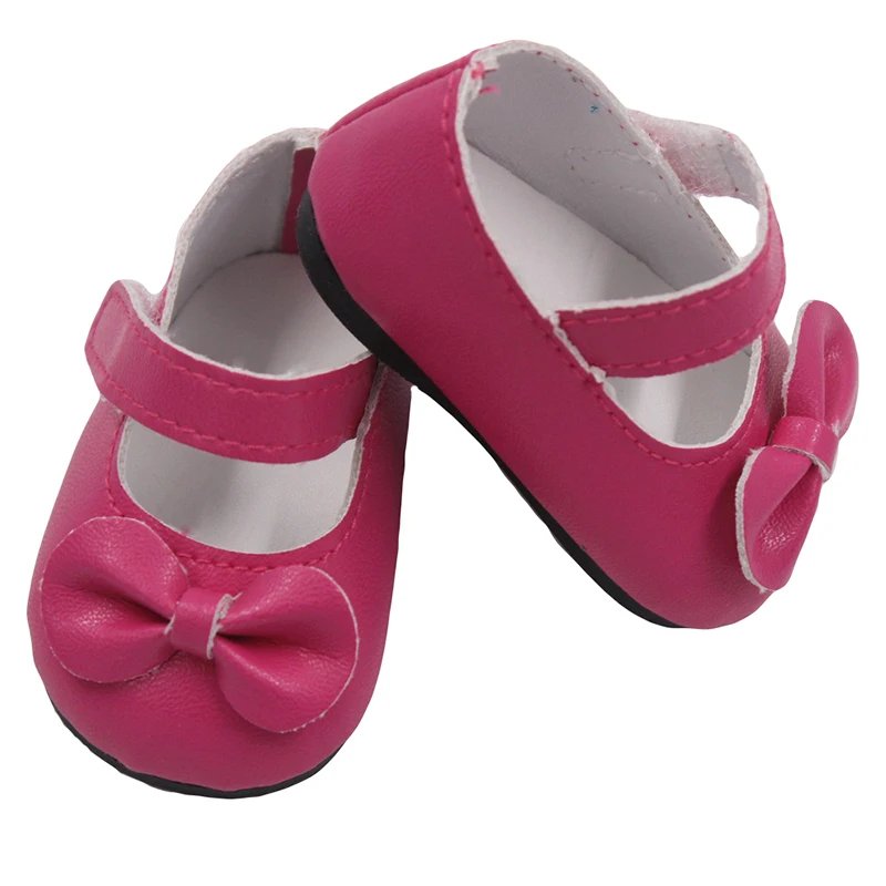 Hot Sale 7cm Bow-knot Doll Shoes For 18Inch American Dolls Pu Leather  Shoes Fit 43cm New Baby 1/3 BJD DIY Dolls Gift
