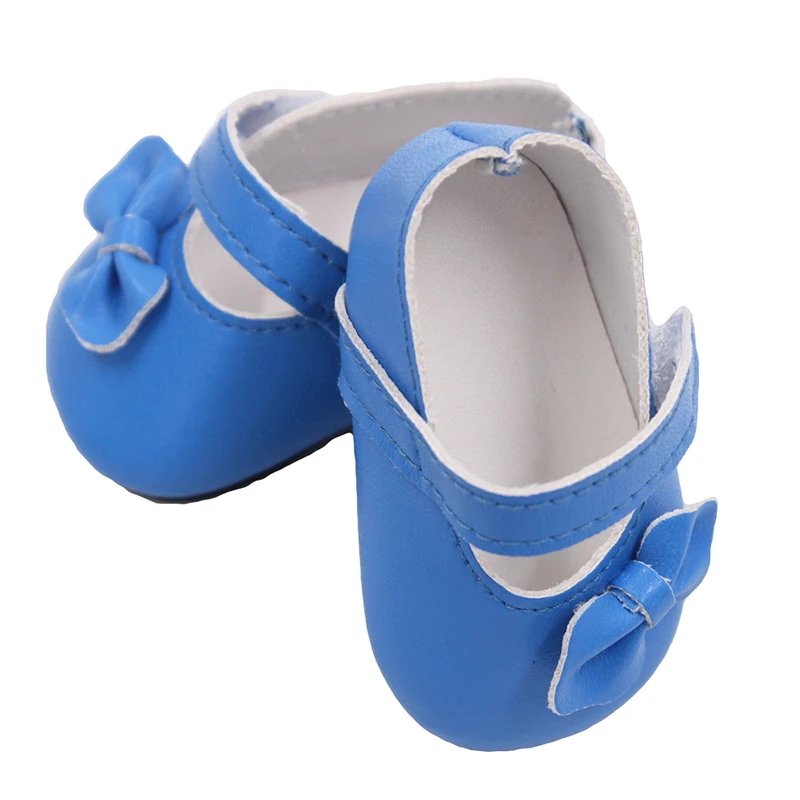 Hot Sale 7cm Bow-knot Doll Shoes For 18Inch American Dolls Pu Leather  Shoes Fit 43cm New Baby 1/3 BJD DIY Dolls Gift