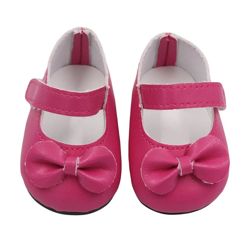 Hot Sale 7cm Bow-knot Doll Shoes For 18Inch American Dolls Pu Leather  Shoes Fit 43cm New Baby 1/3 BJD DIY Dolls Gift