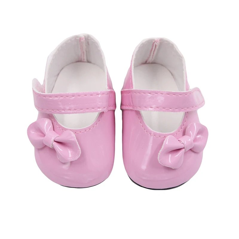 Hot Sale 7cm Bow-knot Doll Shoes For 18Inch American Dolls Pu Leather  Shoes Fit 43cm New Baby 1/3 BJD DIY Dolls Gift