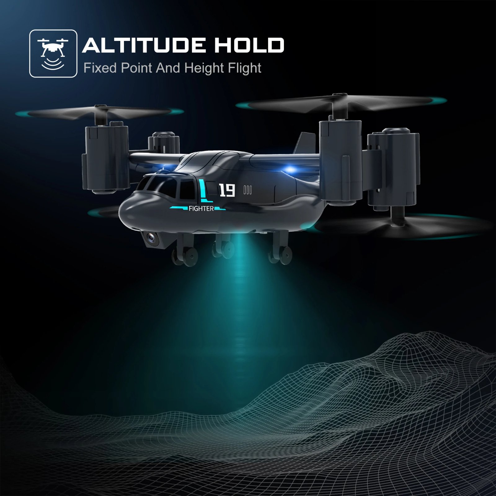 480P Remote Control Helicopter Drone Fighter Uav Land Air Mode Aircraft Brushless Motor Rc Aircraft for Children Kids Plane Toys