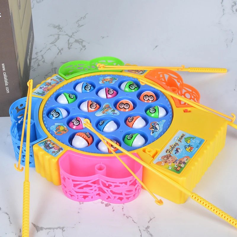 New Kids Fishing Toys Electric Rotating Fishing Play Game Musical Fish Plate Set Magnetic Outdoor Sports Toys for Children Gifts