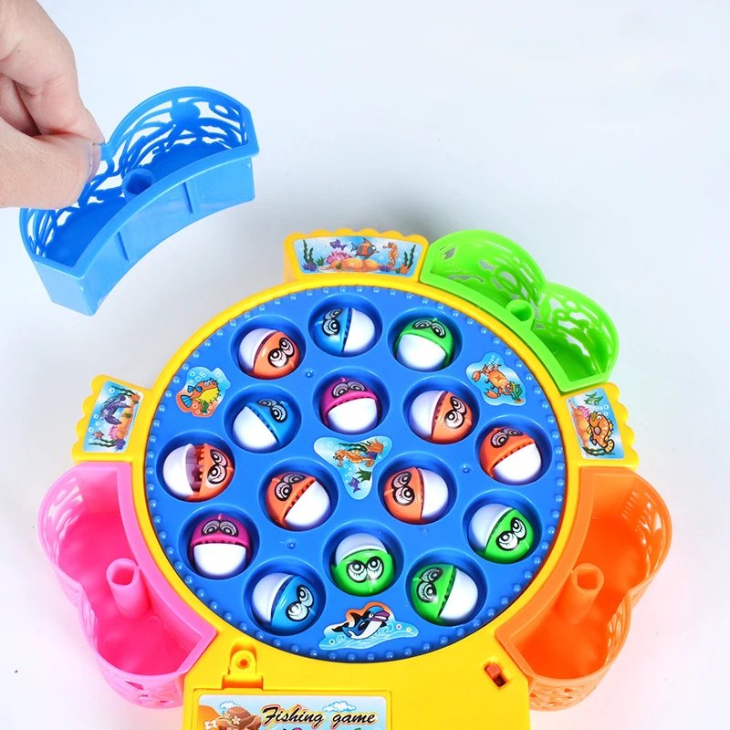 New Kids Fishing Toys Electric Rotating Fishing Play Game Musical Fish Plate Set Magnetic Outdoor Sports Toys for Children Gifts