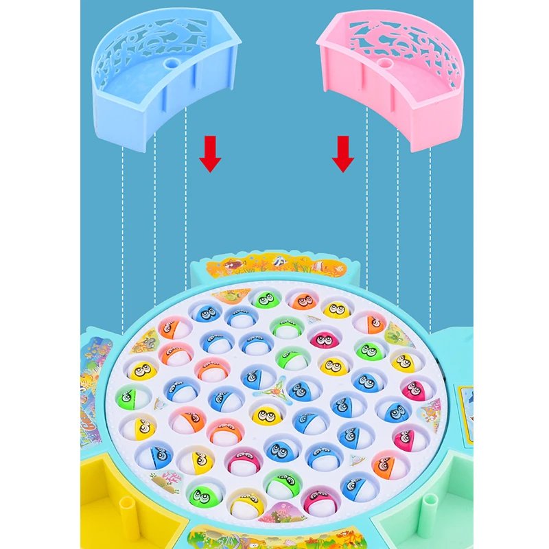 New Kids Fishing Toys Electric Rotating Fishing Play Game Musical Fish Plate Set Magnetic Outdoor Sports Toys for Children Gifts