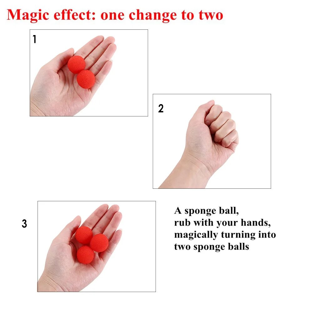 10 PCS 2.5/3.5/4.5cm Finger Sponge Ball Magic Tricks Classical Magician Illusion Comedy Close-up Stage Card Magic Accessories