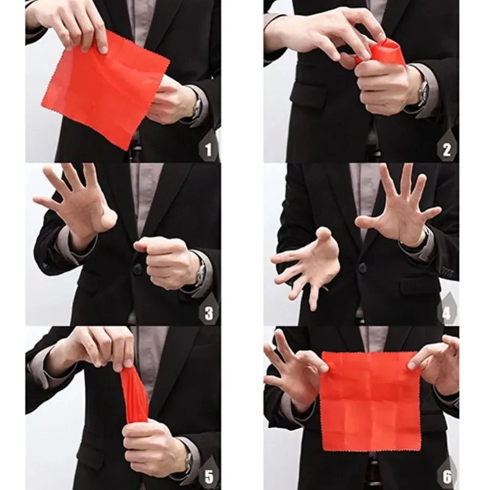 Magic Trick Props Close Up Vanish Appearing Plastic Finger Thumb Tip + Red Silk Stage Show Props Rubber Prank Toy Tool Gifts