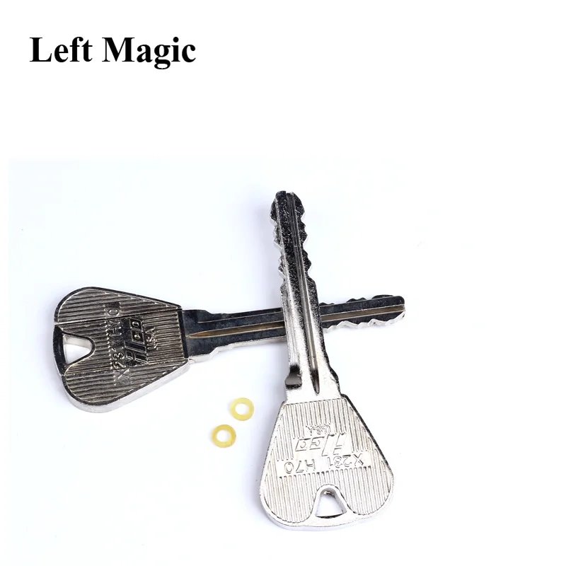2 Pcs New Magic Trick Toy Folding Key Thru Bottle Or Ring Penetration Magic Trick Props Magic Joke Toy Easy To Play