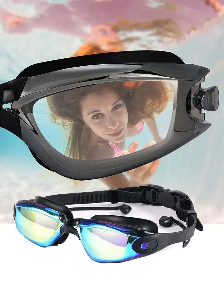 Adult Swimming Goggles Ear Plugs Professional Pool Glasses Anti-Fog Men's Women's Waterproof Glasses Swimming Accessories