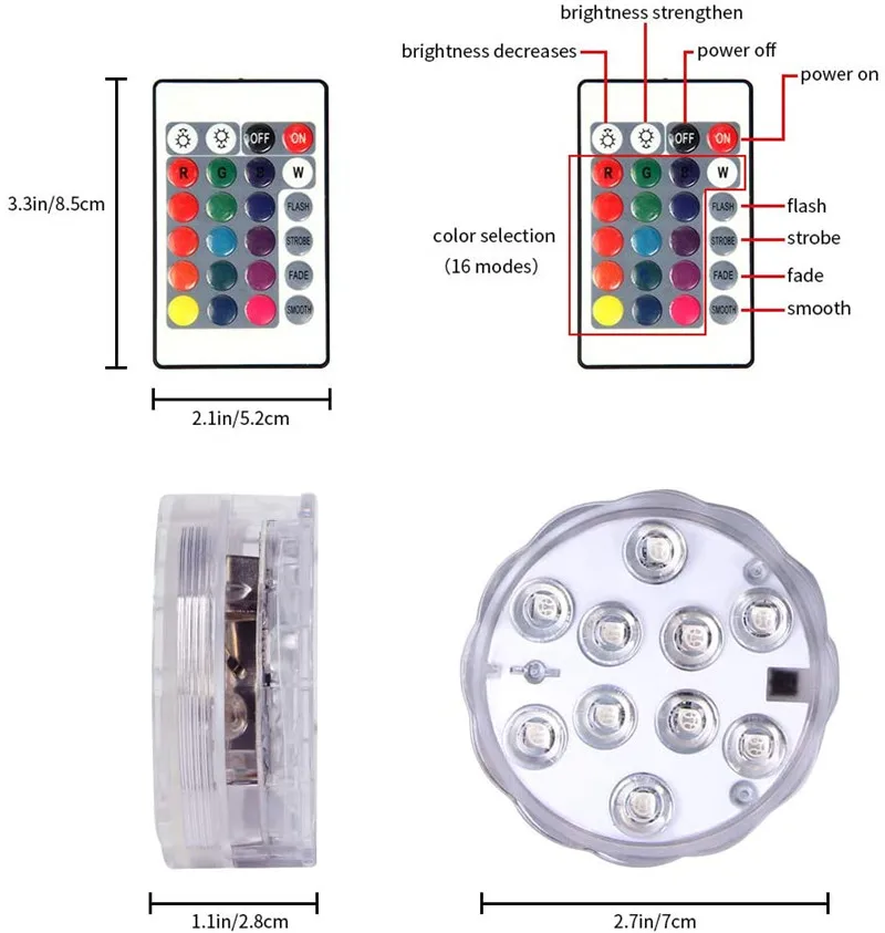 10leds RGB Led Submersible Light Underwater Night Lamp Battery Operated Garden Swimming Pool Light for Wedding Party Vase Bowl 10leds RGB Led Submersible Light Underwater Night Lamp Battery Operated Garden Swimming Pool Light for Wedding Party Vase Bowl