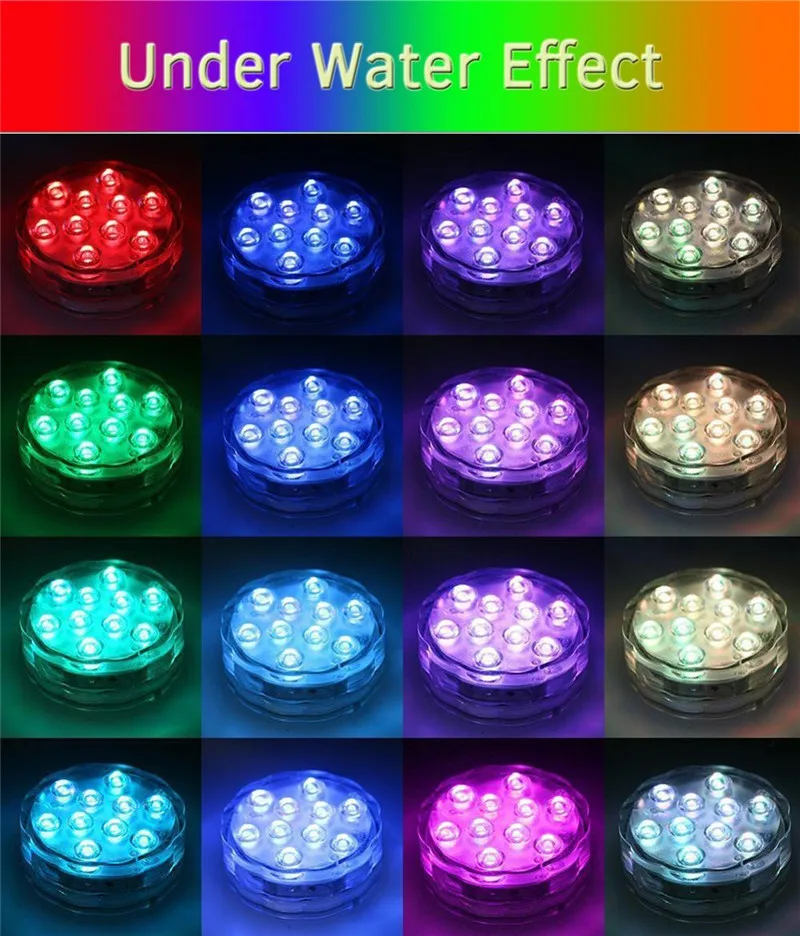 10leds RGB Led Submersible Light Underwater Night Lamp Battery Operated Garden Swimming Pool Light for Wedding Party Vase Bowl 10leds RGB Led Submersible Light Underwater Night Lamp Battery Operated Garden Swimming Pool Light for Wedding Party Vase Bowl