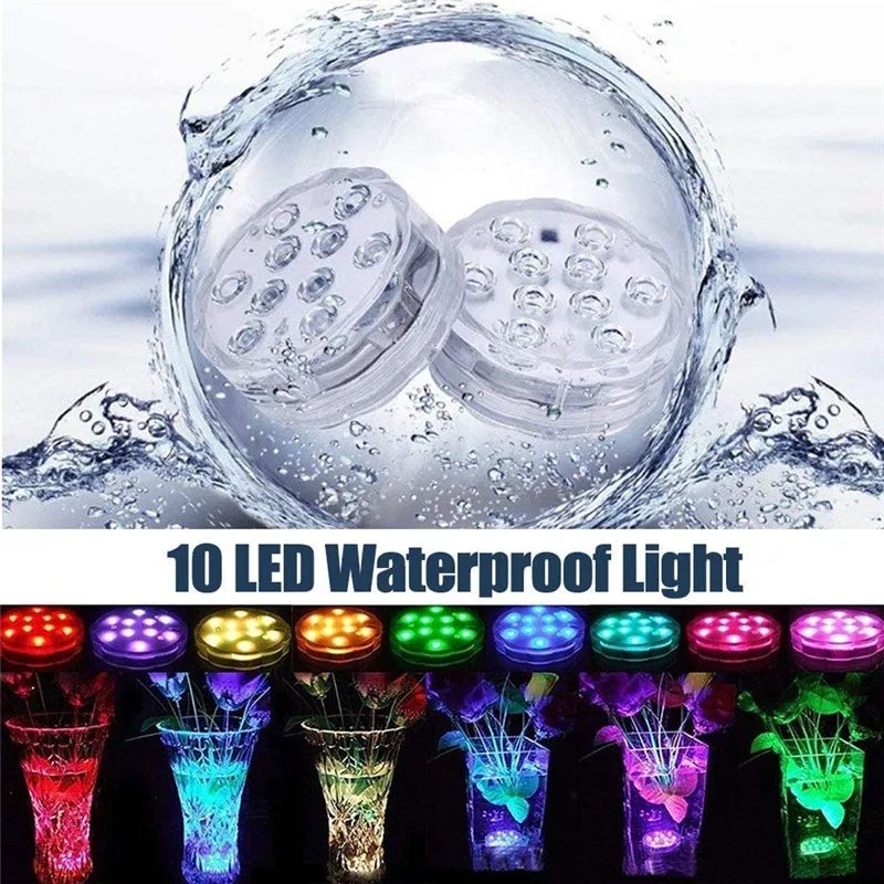 10leds RGB Led Submersible Light Underwater Night Lamp Battery Operated Garden Swimming Pool Light for Wedding Party Vase Bowl 10leds RGB Led Submersible Light Underwater Night Lamp Battery Operated Garden Swimming Pool Light for Wedding Party Vase Bowl