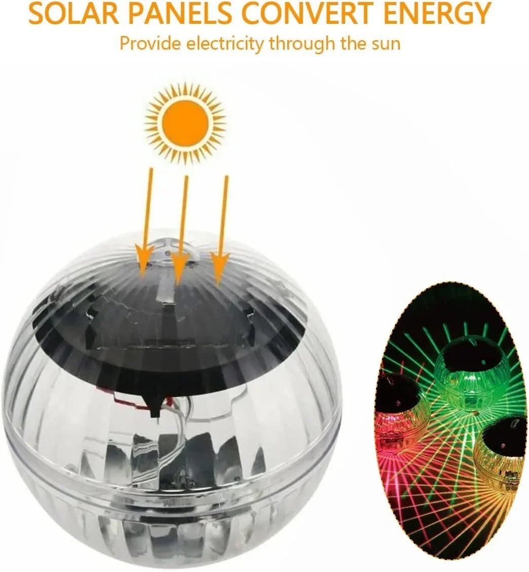 Led Solar Floating Lamp Swimming Pool Ball Solar Panel Powered Pond Drift Waterproof Glow Show Disco Color Changing Light