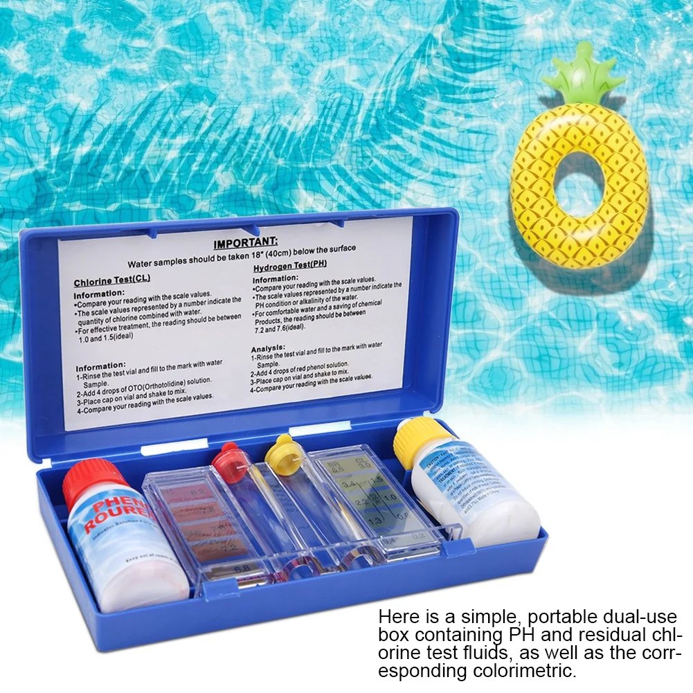 PH Chlorine Water Quality Test Kit Swimming Pool Tester Water Testing Box PH Chlorine Water Quality Test Kit Swimming Pool Tester Water Testing Box