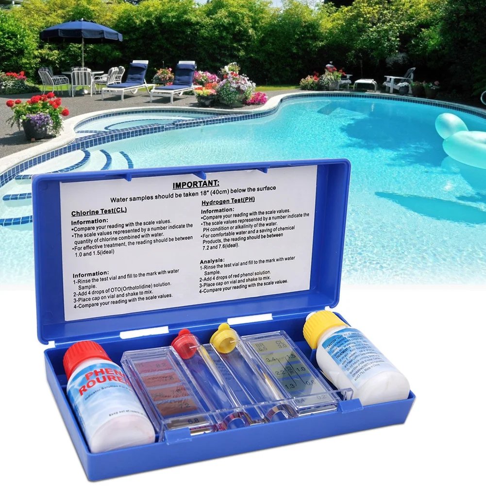PH Chlorine Water Quality Test Kit Swimming Pool Tester Water Testing Box PH Chlorine Water Quality Test Kit Swimming Pool Tester Water Testing Box