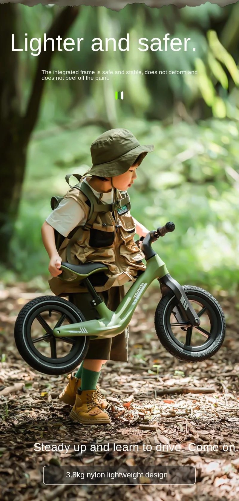 Grylls Children's balance bike sliding bike 2-wheel pedal free baby walking bike male and female children's sliding bike hot new