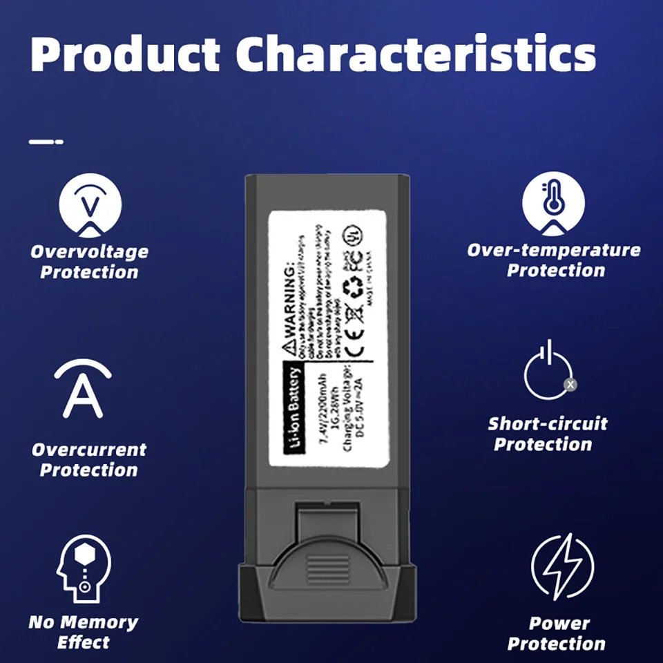 LYZRC L900 Pro SE Max Drone Battery 7.4V 2200mAh Rechargeable Li-pol Cells for Professional RC Quadcopter Uav Parts Accessory
