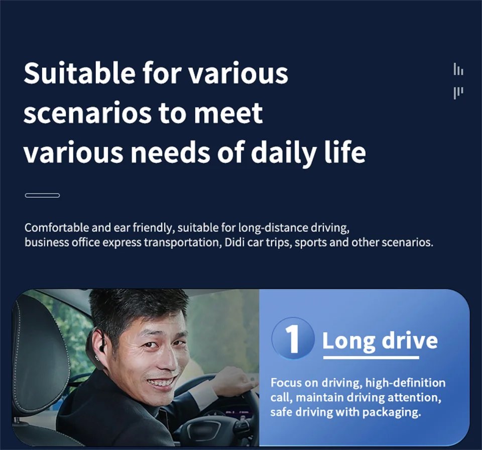 Wireless Bluetooth Headphones With Microphone Earphones Handsfree Noise Canceling Headset For Talking Business Audifonos Driving