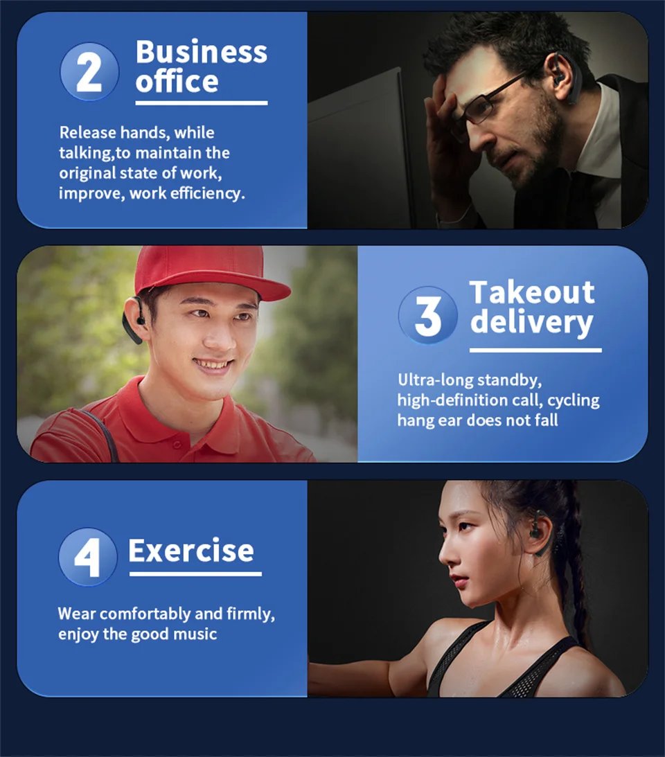 Wireless Bluetooth Headphones With Microphone Earphones Handsfree Noise Canceling Headset For Talking Business Audifonos Driving