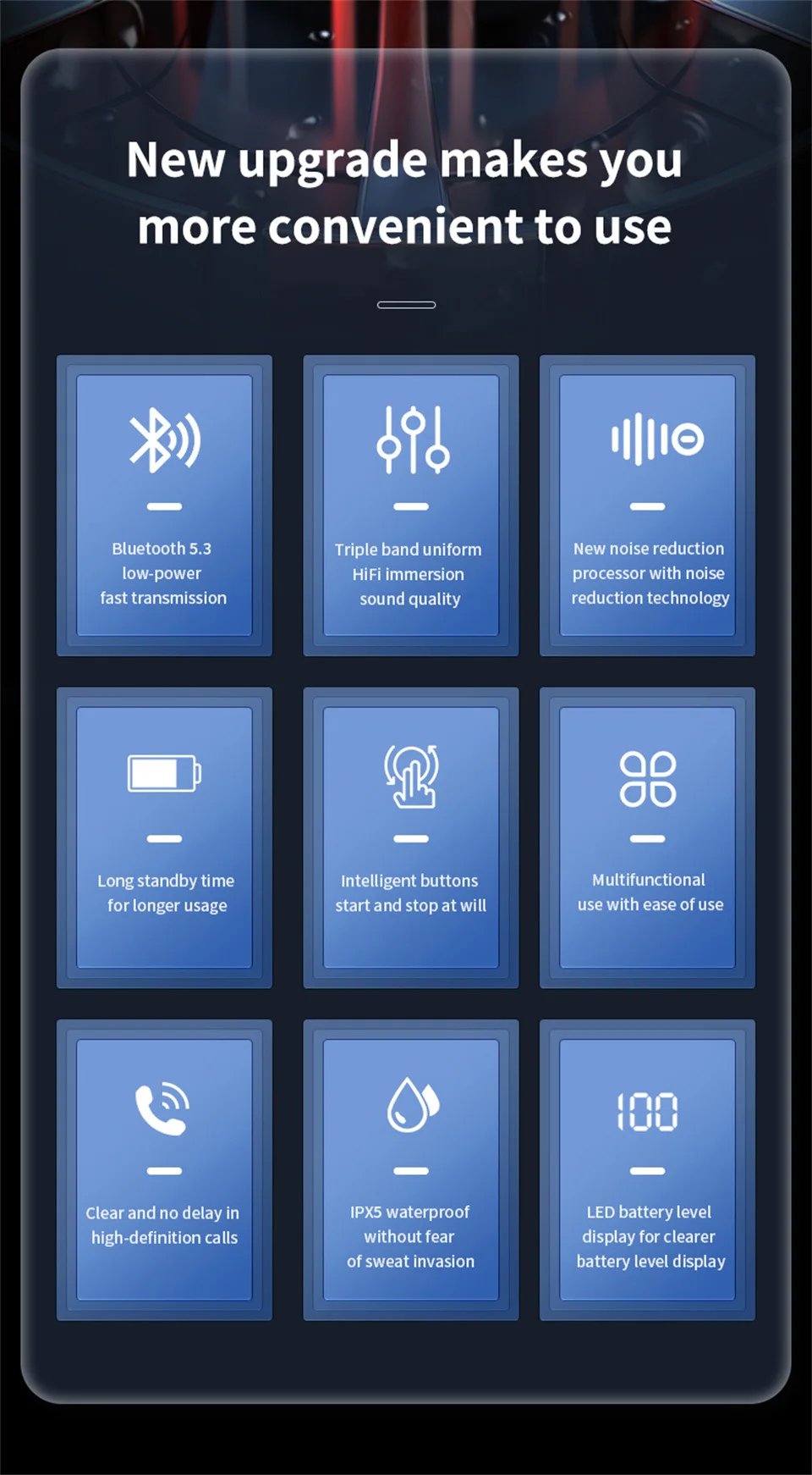 Wireless Bluetooth Headphones With Microphone Earphones Handsfree Noise Canceling Headset For Talking Business Audifonos Driving