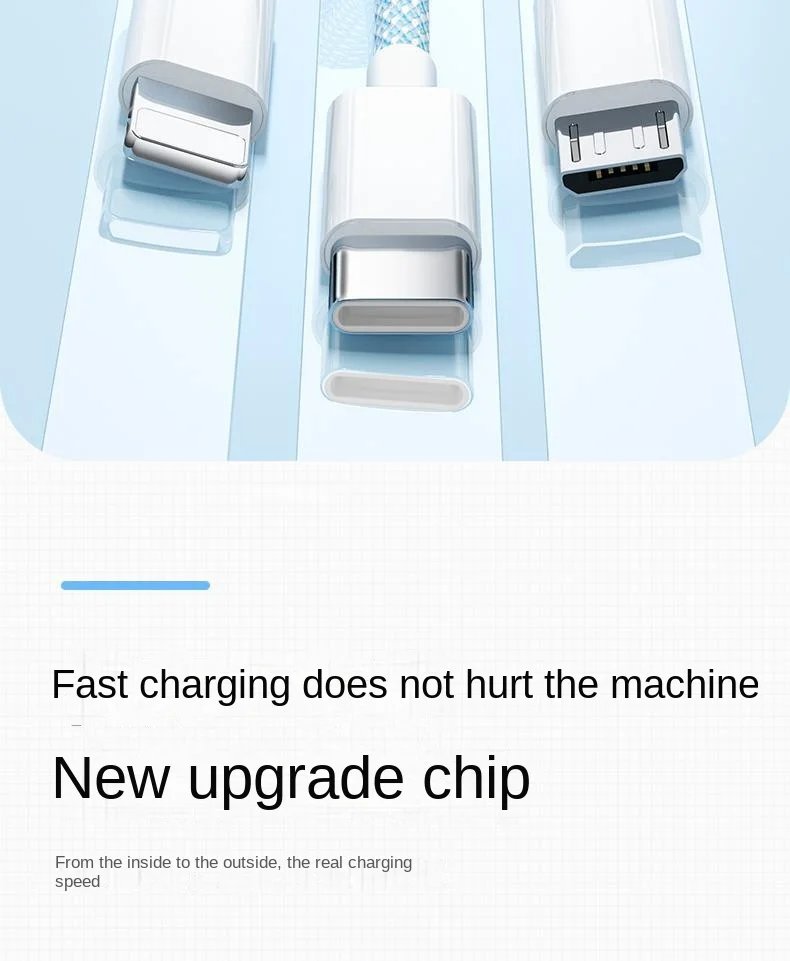 3 In 1 Fast Charging Cable 100W For Xiaomi iPhone Poco Micro USB Type C Charger Cable Cord Multiple Usb C Charging Wire Line