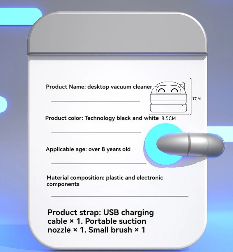 Desktop Vacuum Cleaner Mini Wireless Cleaner Student Stationery Gift Home Portable Rechargeable Desktop Cleaner