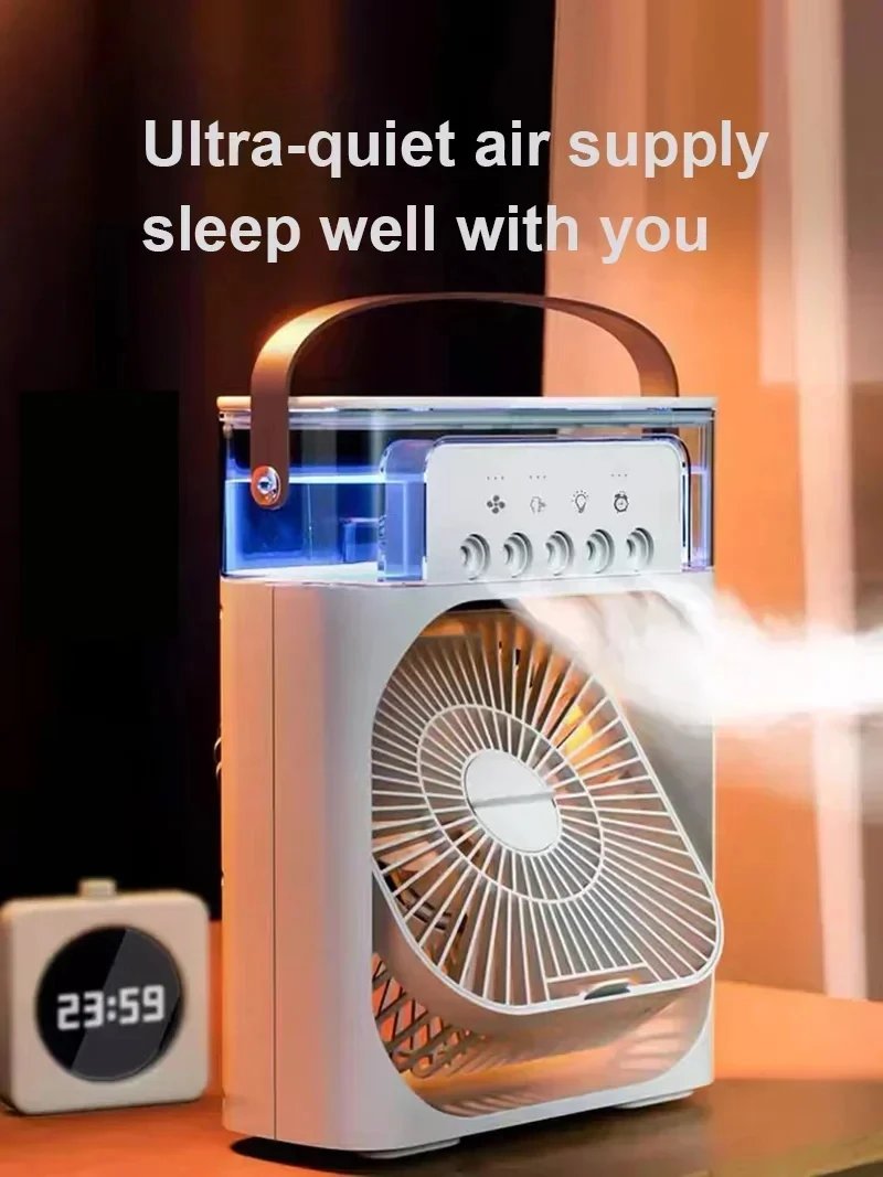 Purchase limit 1 piece New 3 In 1 Fan AIr Conditioner Household Mini Air Cooler LED Night Light Portable Humidifier Air Adjustment Fan Office Home Fan