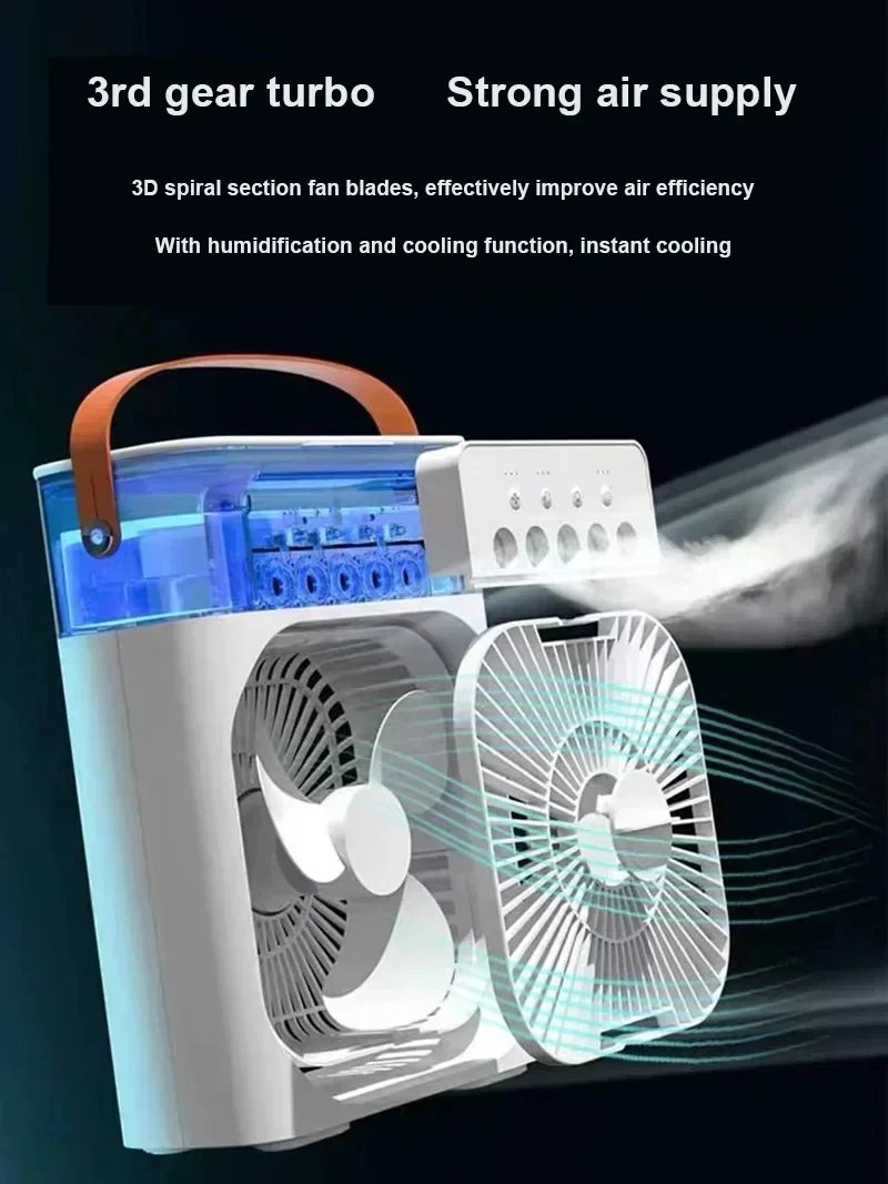Purchase limit 1 piece New 3 In 1 Fan AIr Conditioner Household Mini Air Cooler LED Night Light Portable Humidifier Air Adjustment Fan Office Home Fan